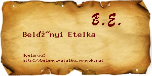 Belényi Etelka névjegykártya