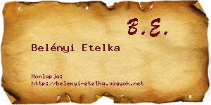 Belényi Etelka névjegykártya